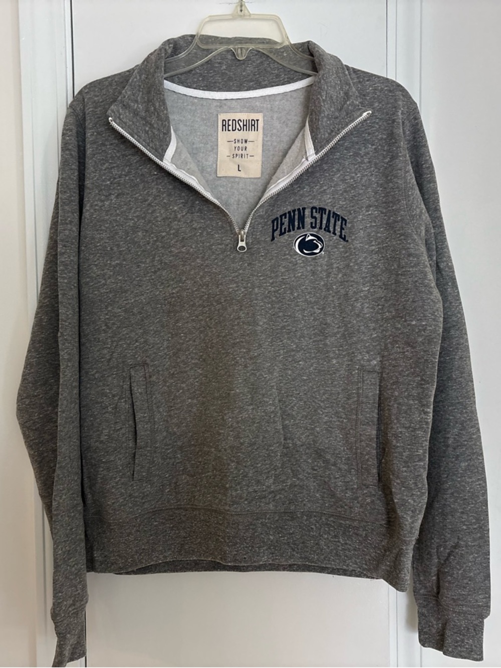 Penn State Heather Gray Quarter-Zip Pullover Hoodie